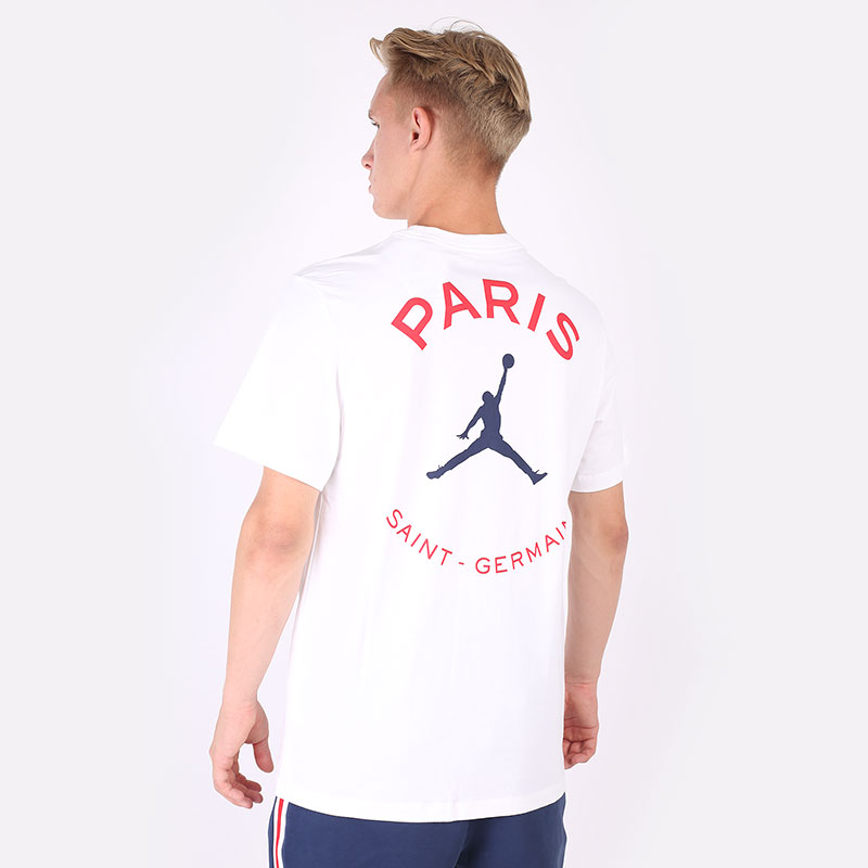 мужская белая футболка Jordan Paris Saint-Germain Logo T-Shirt DB6514-100 - цена, описание, фото 5